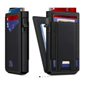 Men's Slim Pop-Up Bifold Wallet, RFID, multi Cards, ID Window, Aluminum Case New